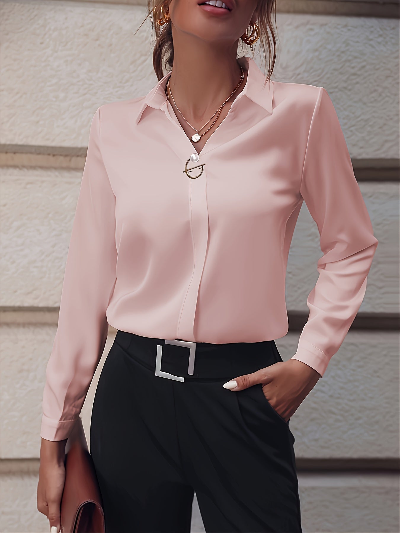 Sleeve Shirt With Pearl Button