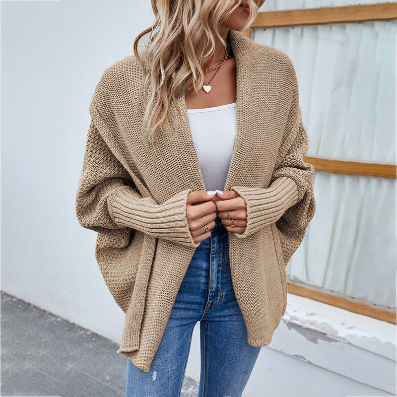 Loose Knitted  Bat Sleeve Cardigan