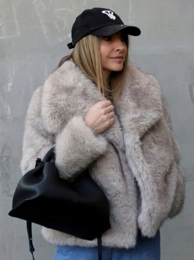 Plush Coat  Fluffy Lapel Jacket