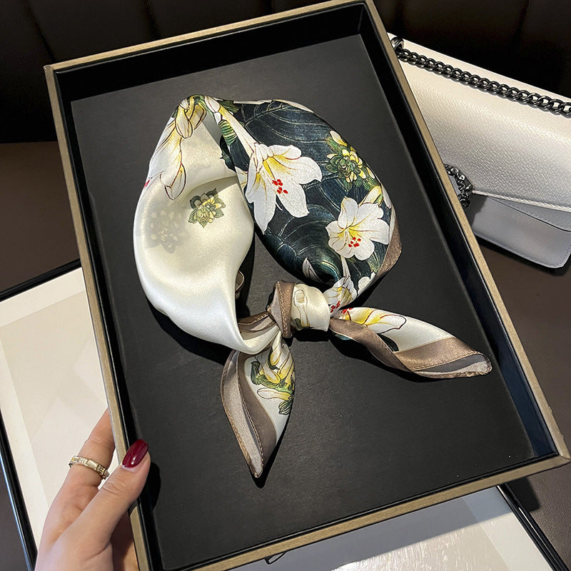 Beige Silk Square Scarf