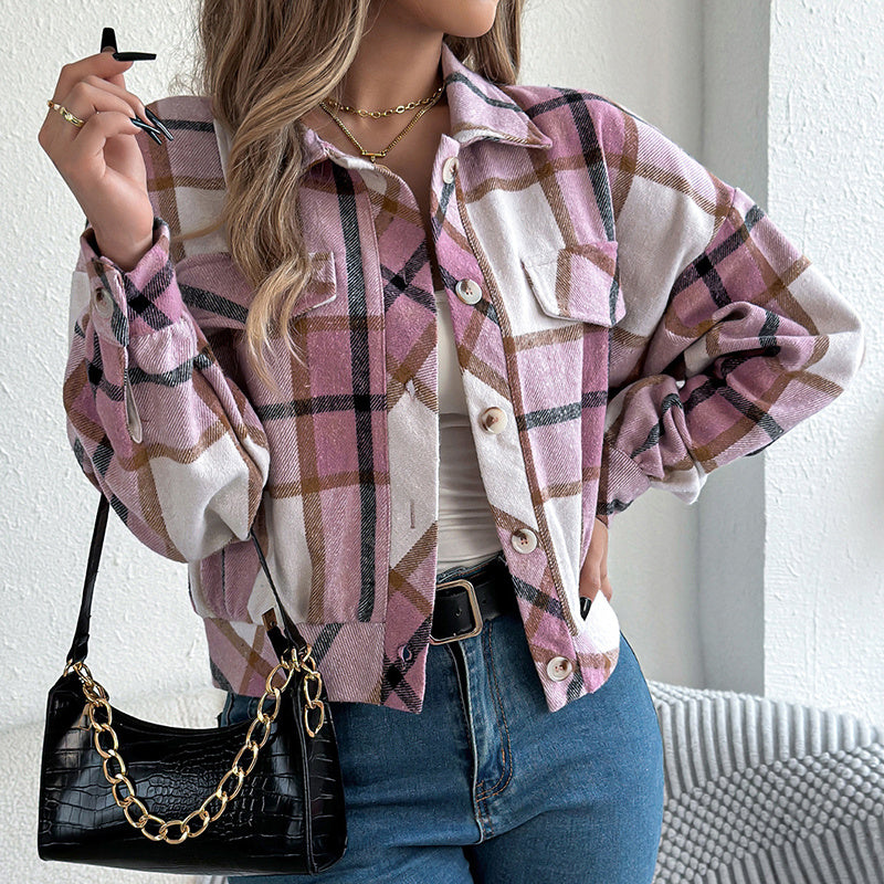 Womens Button Down Shirts Jacket Long Sleeve Plaid Shackets Business Casual Blouse Top