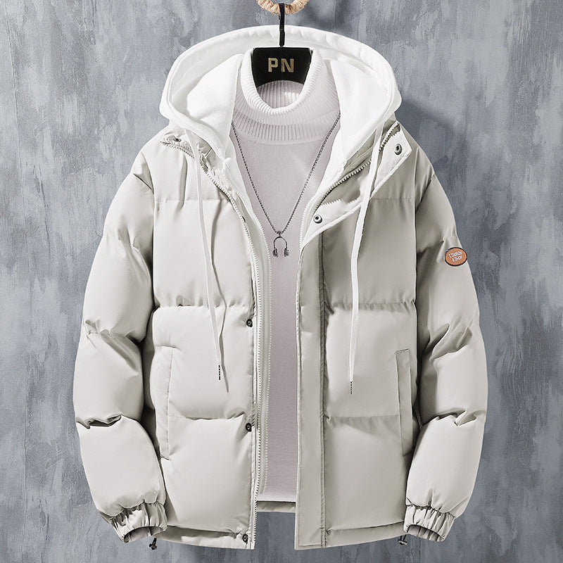 Hooded Jacket  Windproof Fake Two-piece Coat