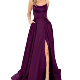 Solid Color Long Slimming And Shoulder Dress