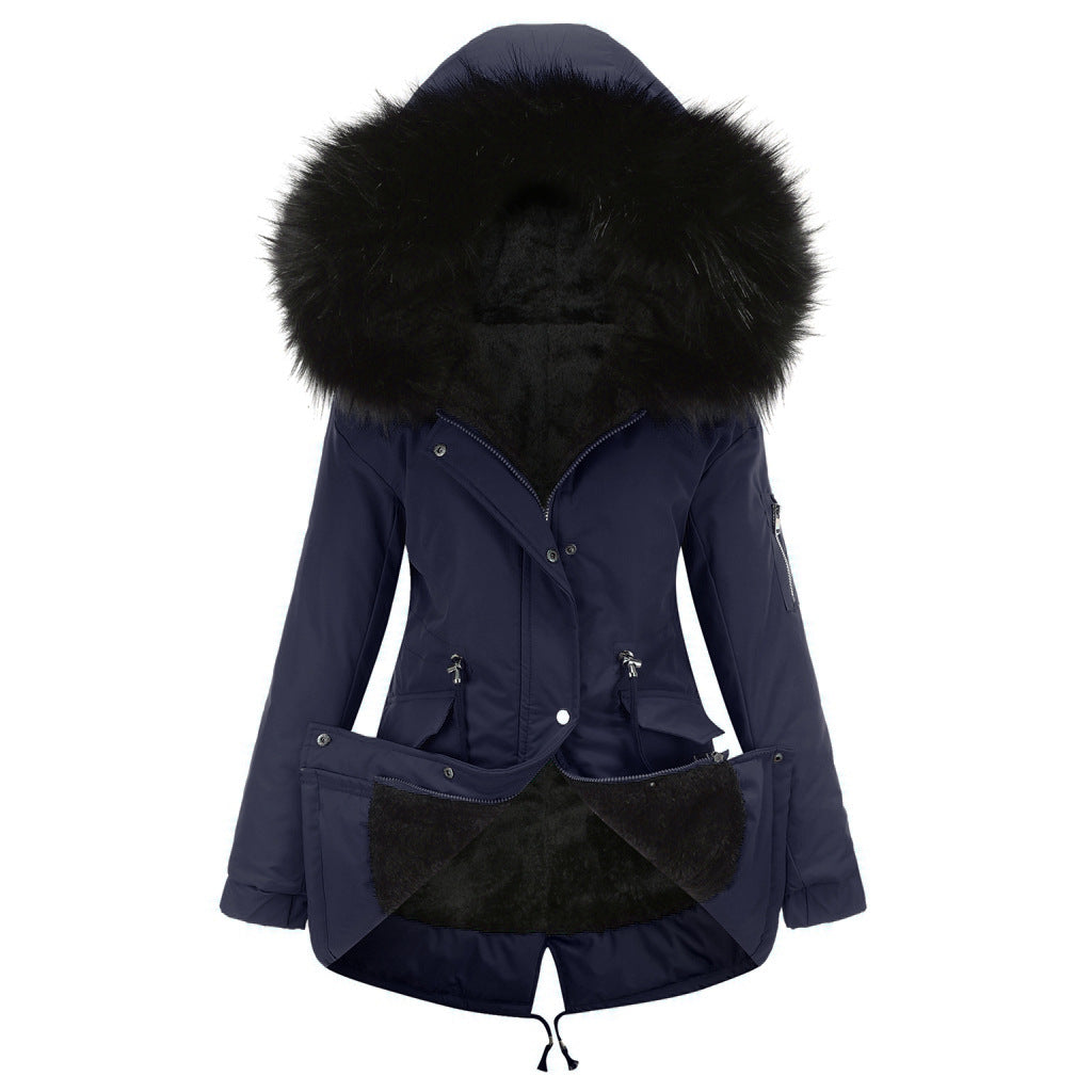 Cotton-padded Coat Mid-length Hooded
