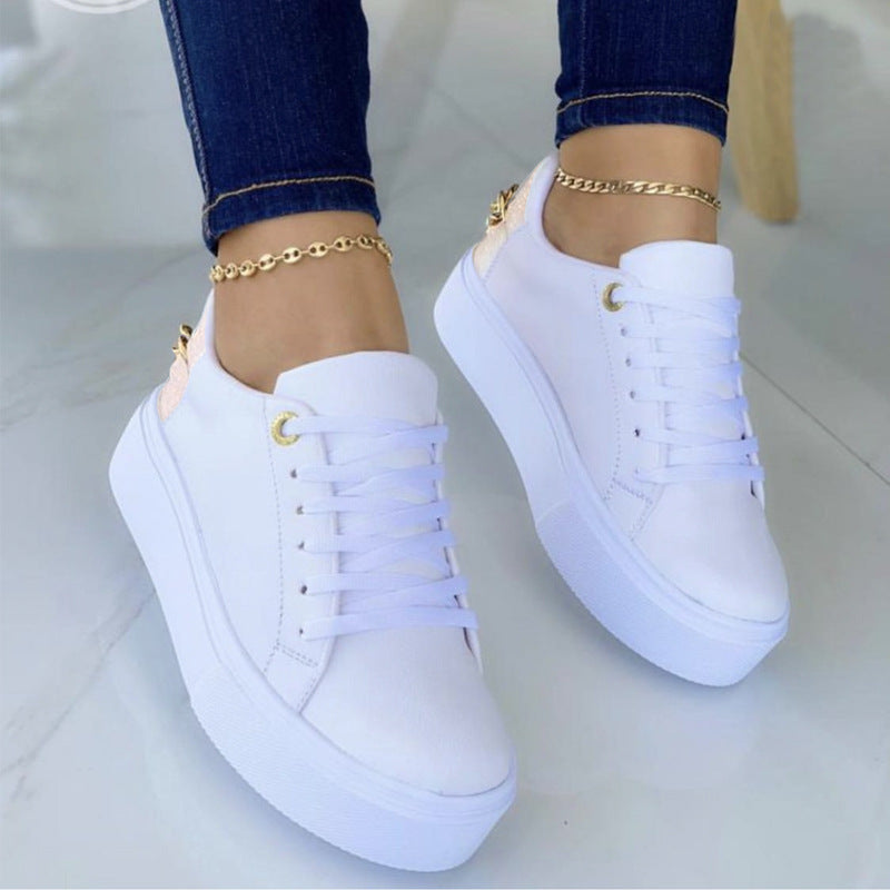 Round Head Cross Strap Thick Bottom Casual Low-top Sneakers
