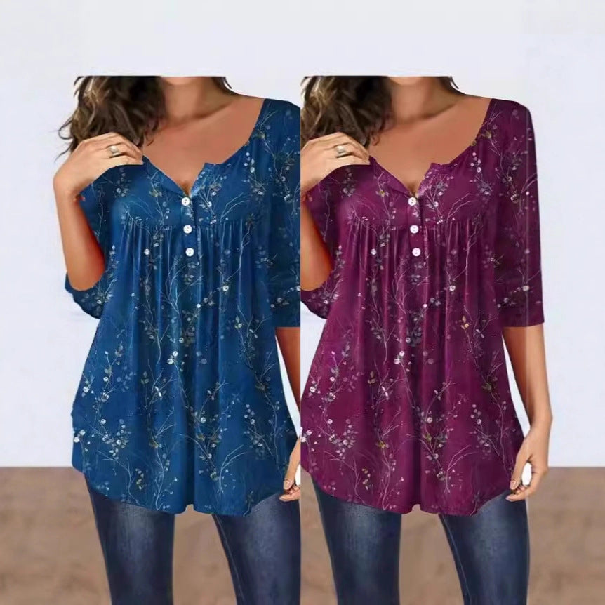 Elegant Loose Button Top