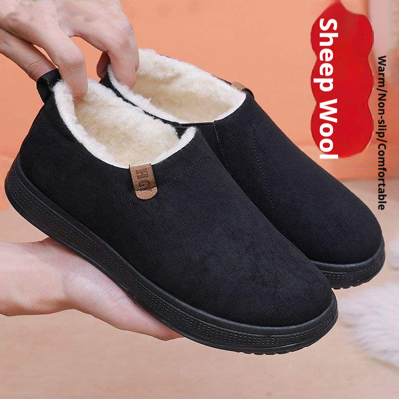 Fleece-lined  Wool Slip-on Snow Boots With Anti-slip Soles