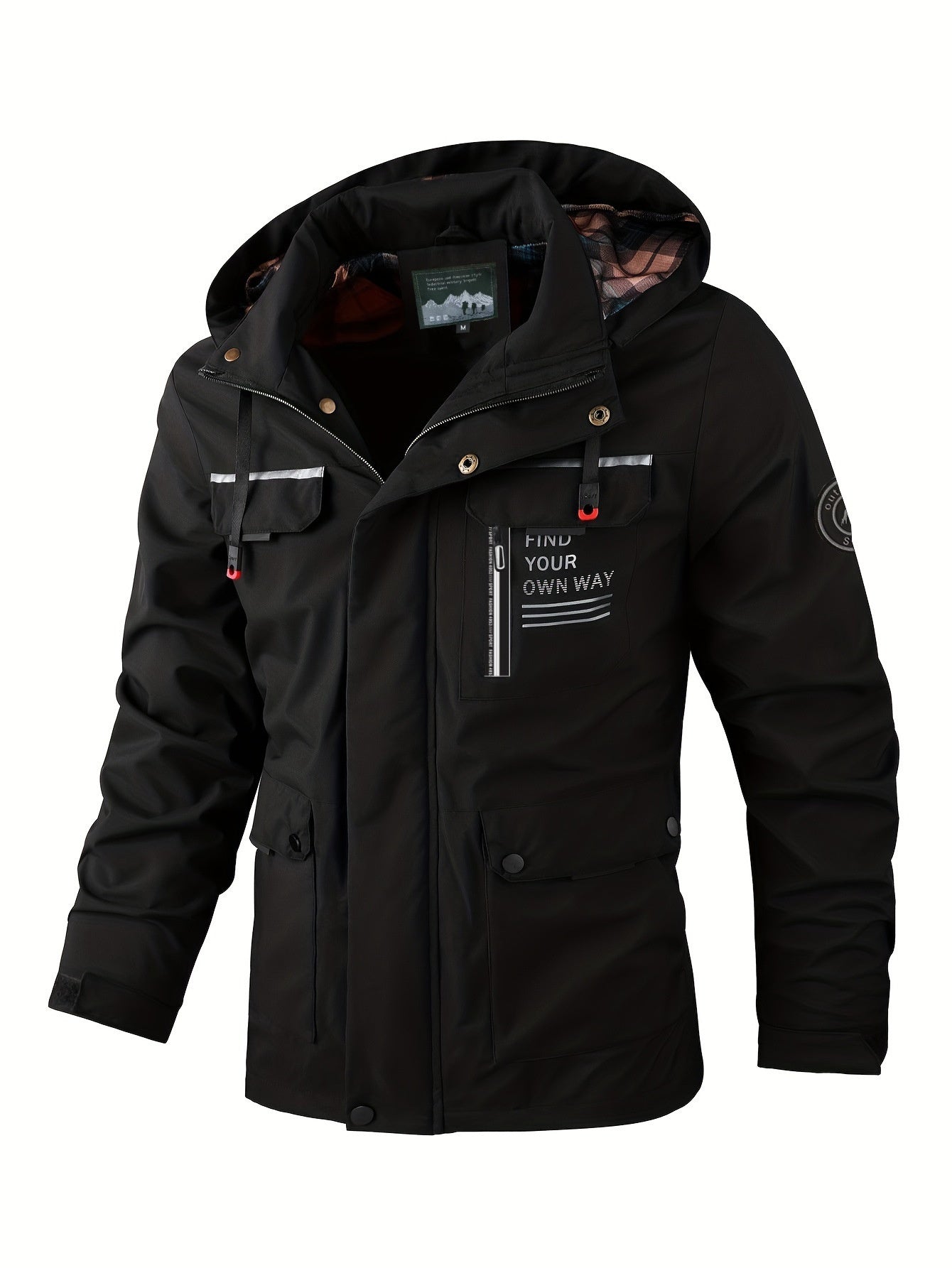 Hooded Jacket  Windproof Coat  With Multiple Pockets