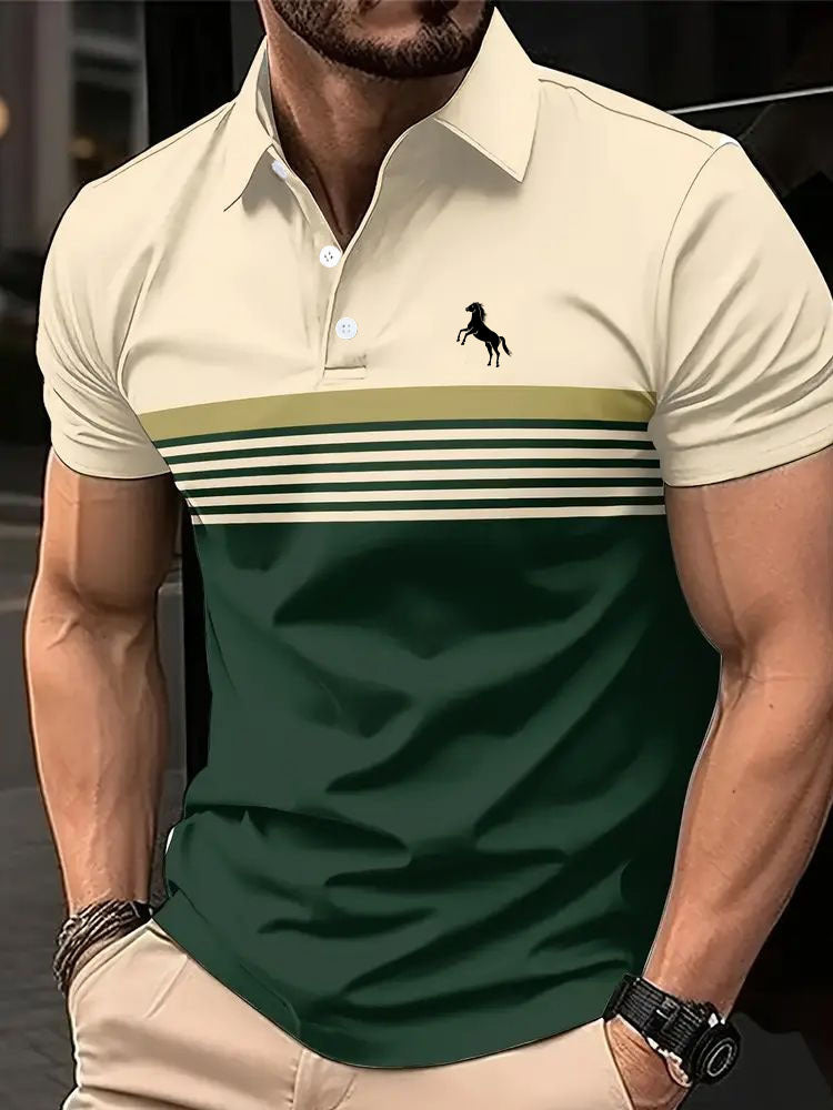 Color Block Design Sports Style Collar Golf Shirt
