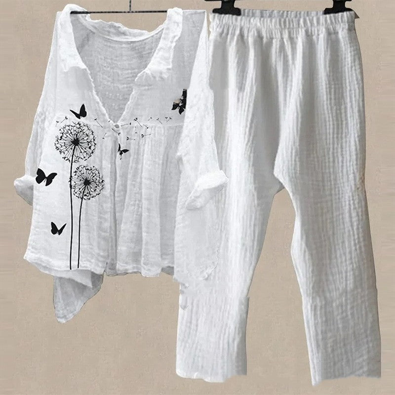 Two Piece Printed Top And Pants Set
