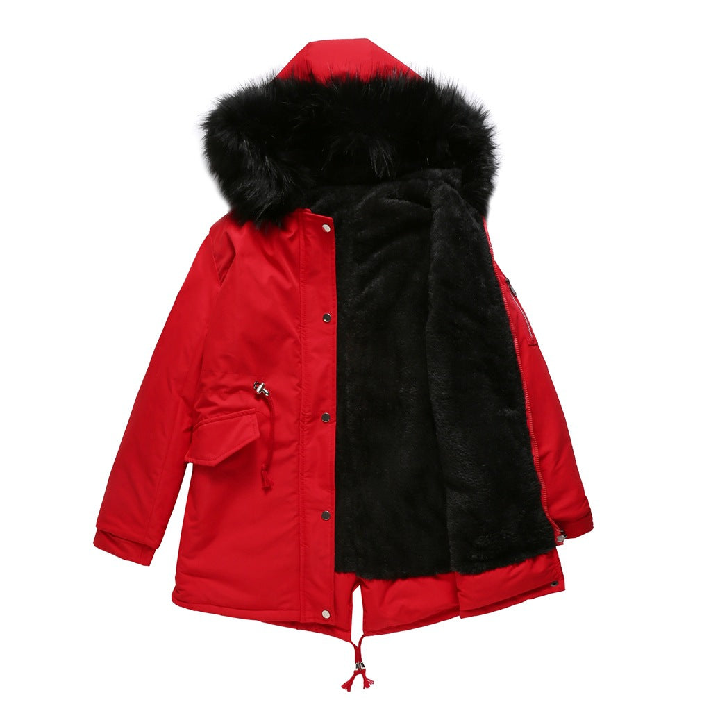 Cotton-padded Coat Mid-length Hooded
