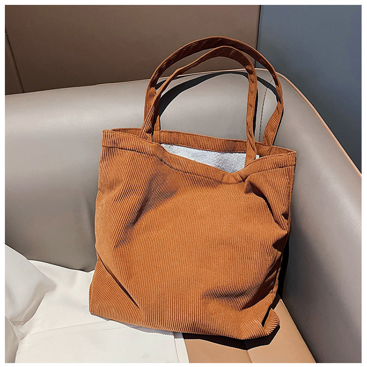 Large-Capacity Corduroy Tote Bag