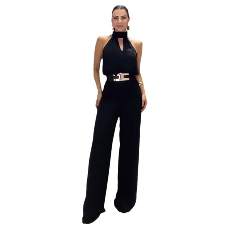 Cutout Crew-neck Sleeveless Top And Wide-leg Pants Set