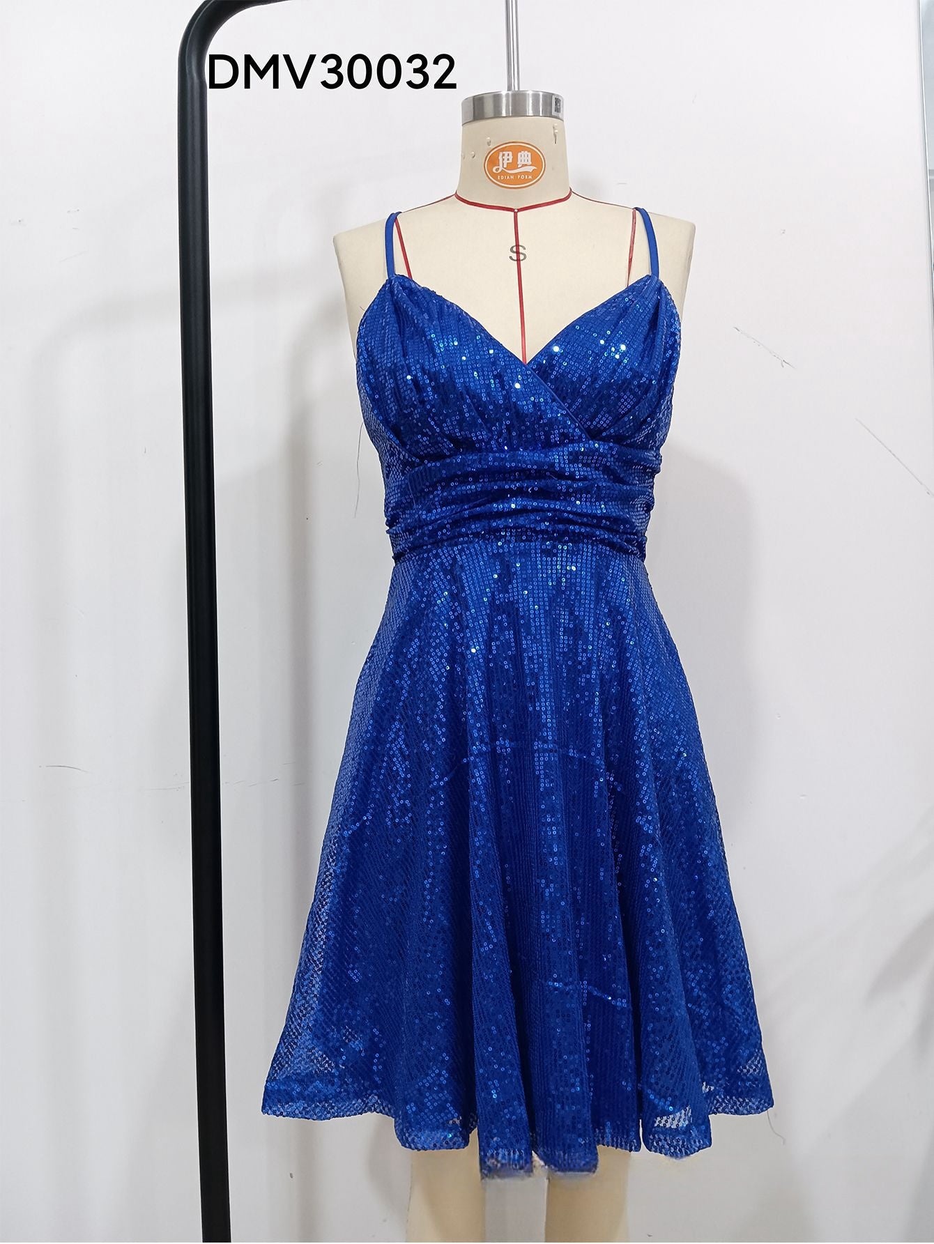 Sequined Dress Pleated Cross Strap