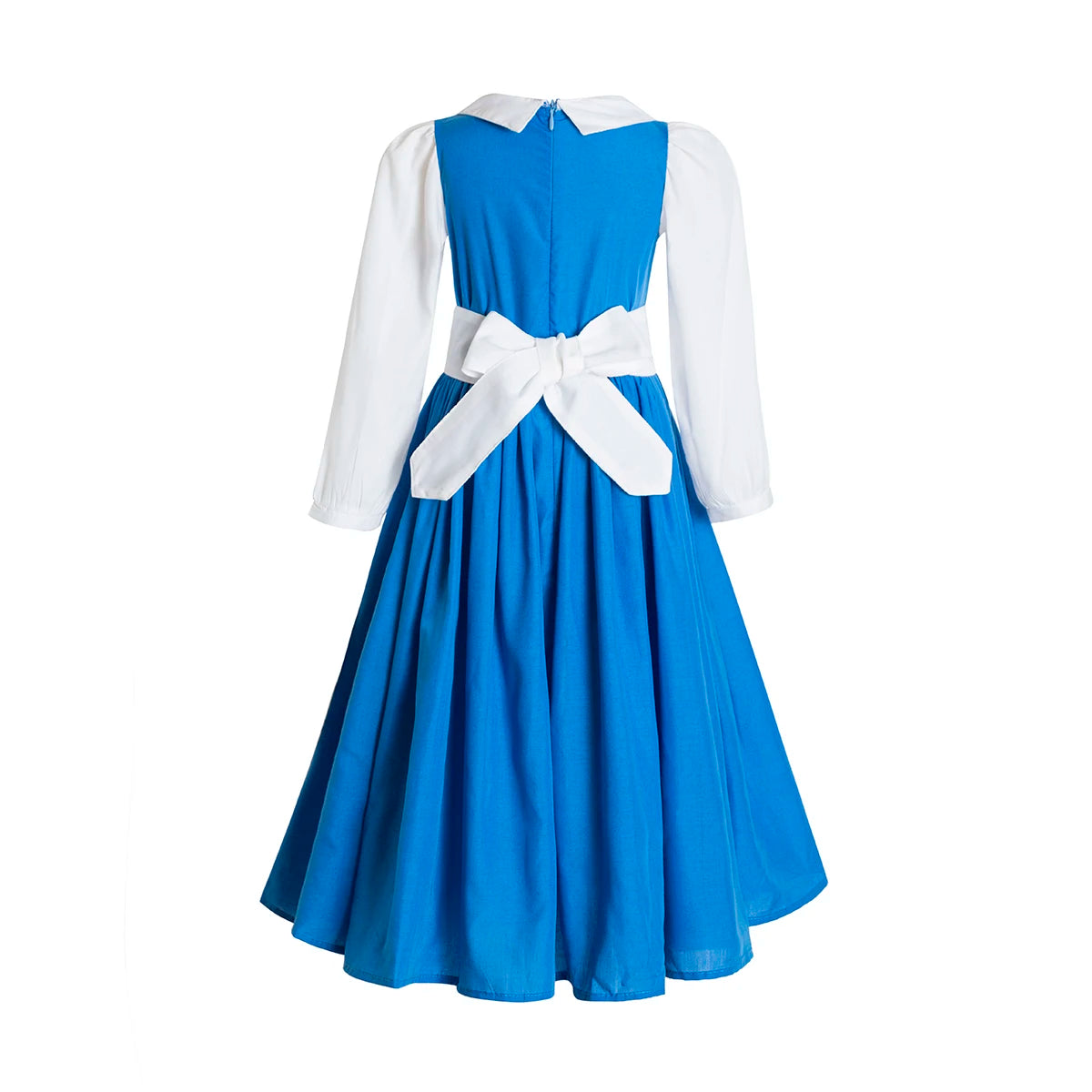 BELLE Provincial Village Costume Blue Deluxe CHILD princess dress the beast Princess Belle costume Birthday dress Halloween