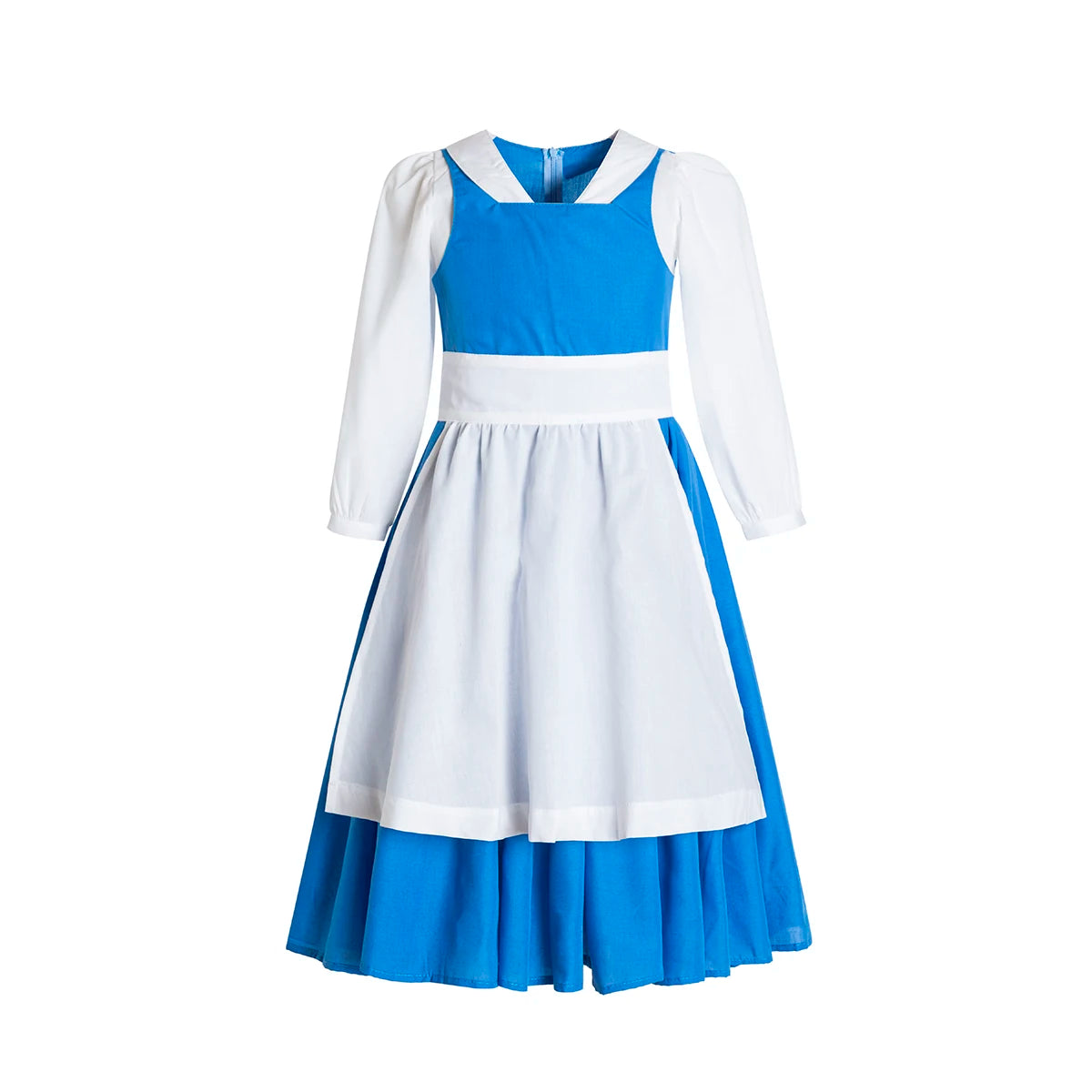 BELLE Provincial Village Costume Blue Deluxe CHILD princess dress the beast Princess Belle costume Birthday dress Halloween