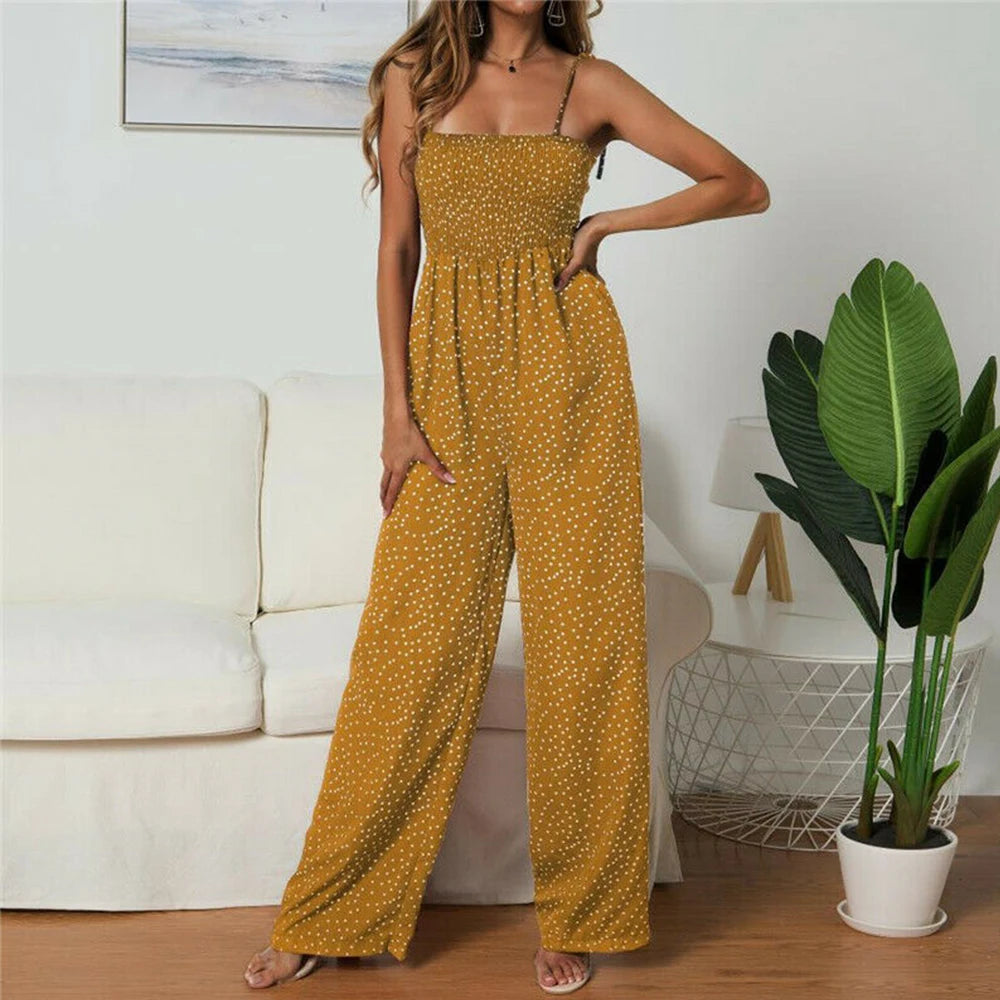 Summer Strap Backless Wide Leg Pants