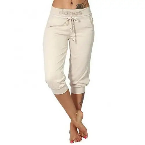 4XL Women Pants Summer Ladies 3/4 Trousers Casual Solid Color Low Rise