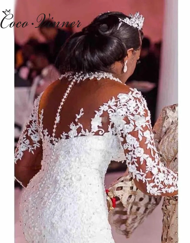 Crystal Beading Long sleeves Mermaid Wedding Dress