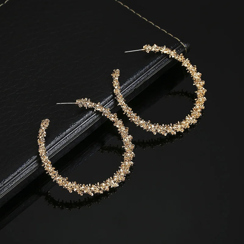 Hoop Earrings With Rhinestone Big Circle