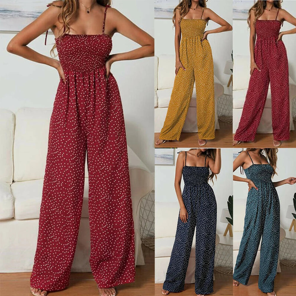 Summer Strap Backless Wide Leg Pants
