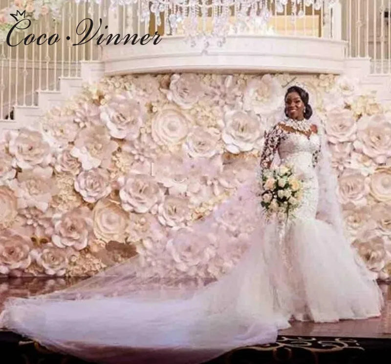 Crystal Beading Long sleeves Mermaid Wedding Dress
