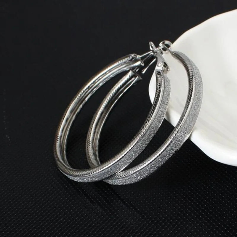 Hoop Earrings With Rhinestone Big Circle