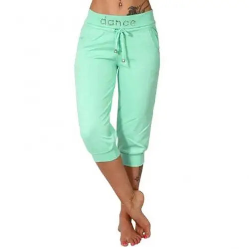 4XL Women Pants Summer Ladies 3/4 Trousers Casual Solid Color Low Rise