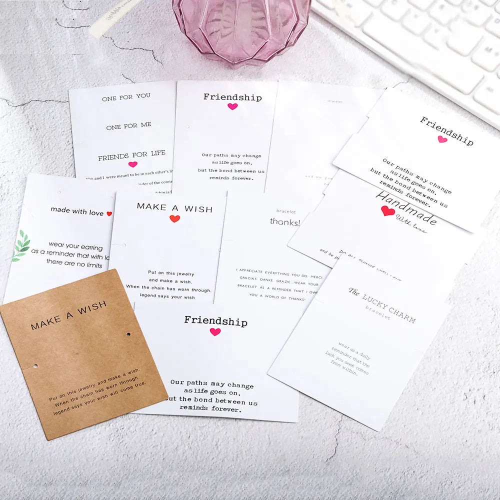 100Pcs/Lot Bracelets Necklaces Display Cards for Jewelry Boxed and Packaging Cardboard Hang Tag Card Friendship Cards 7x9cm