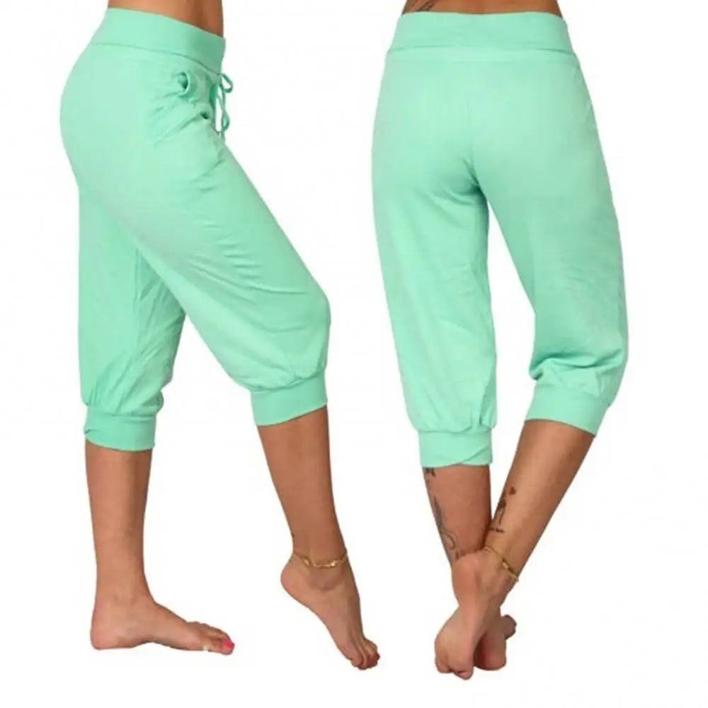 4XL Women Pants Summer Ladies 3/4 Trousers Casual Solid Color Low Rise