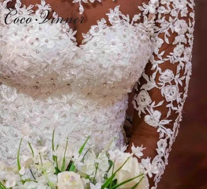 Crystal Beading Long sleeves Mermaid Wedding Dress
