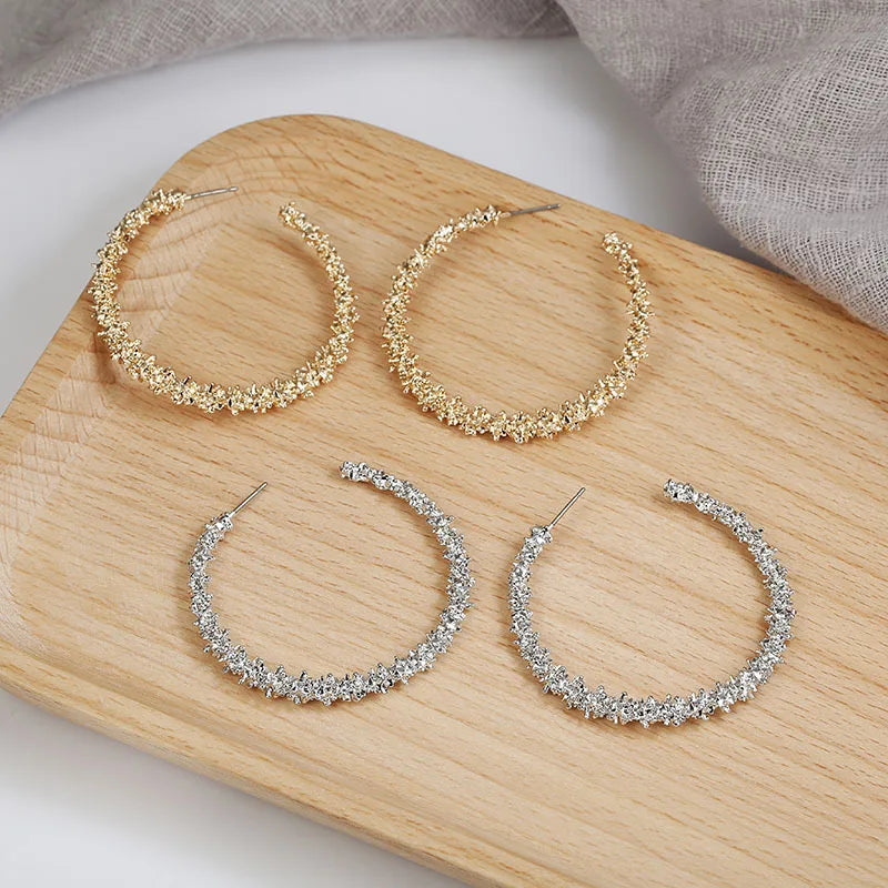 Hoop Earrings With Rhinestone Big Circle