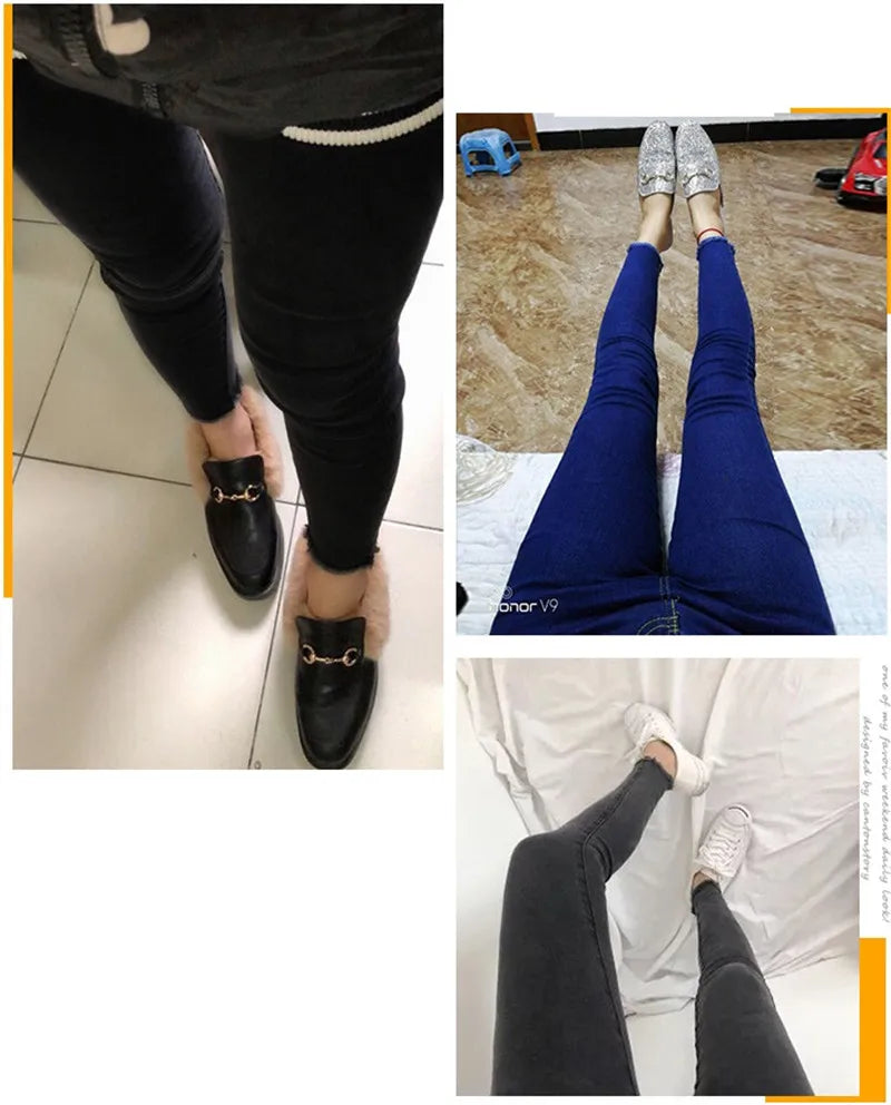 2022 New Women Black Jeans High Waist Jeans Fashion Stretch Jeans Female Washed Denim Skinny Cowboy Pencil Pants R246