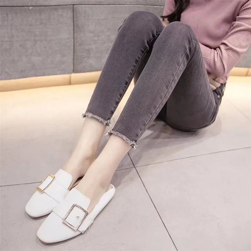 2022 New Women Black Jeans High Waist Jeans Fashion Stretch Jeans Female Washed Denim Skinny Cowboy Pencil Pants R246