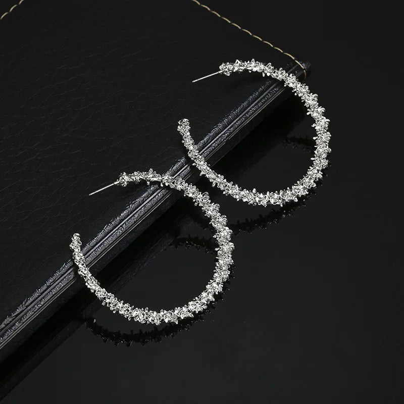 Hoop Earrings With Rhinestone Big Circle