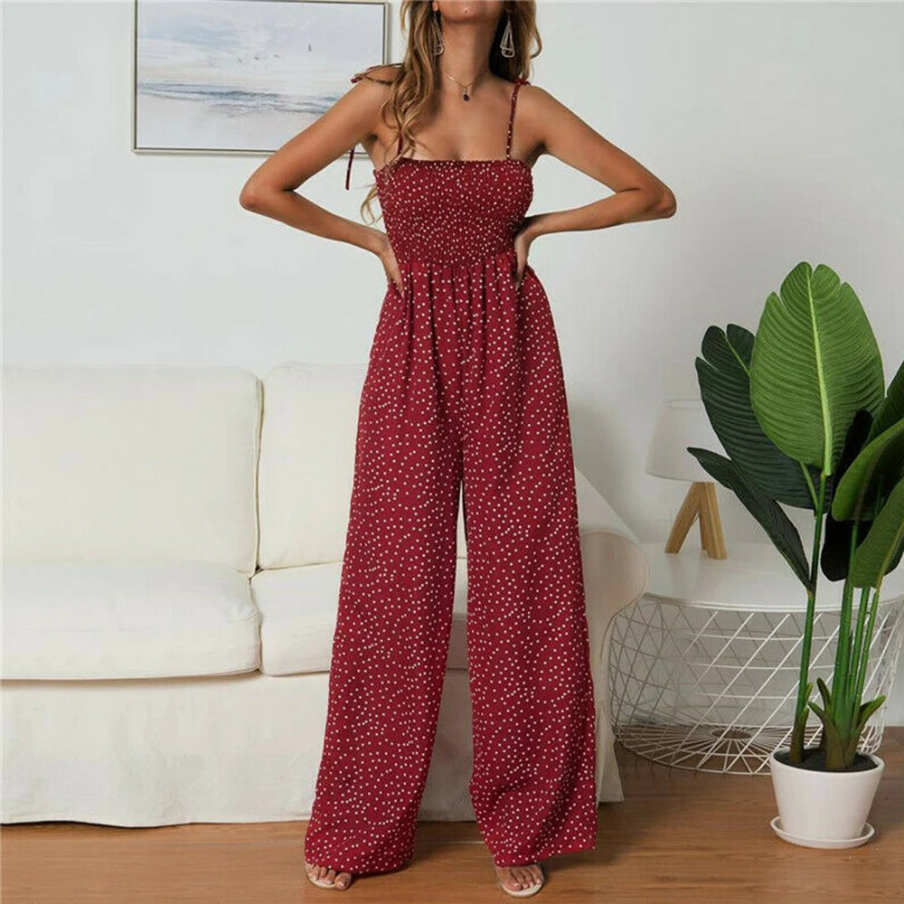 Summer Strap Backless Wide Leg Pants