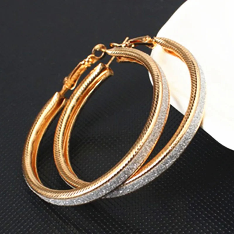 Hoop Earrings With Rhinestone Big Circle