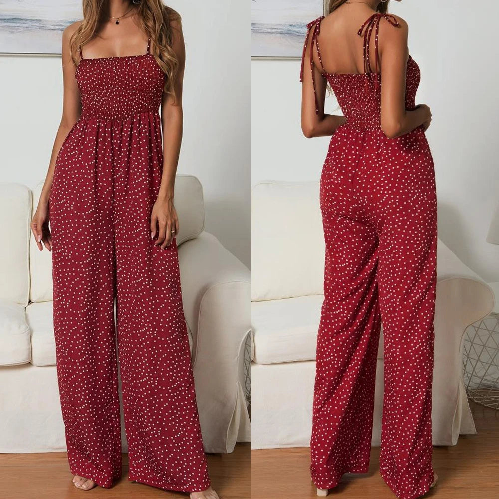 Summer Strap Backless Wide Leg Pants