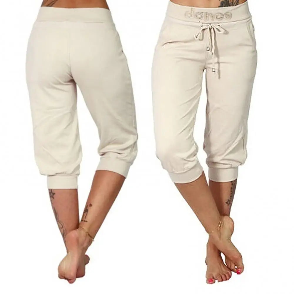 4XL Women Pants Summer Ladies 3/4 Trousers Casual Solid Color Low Rise