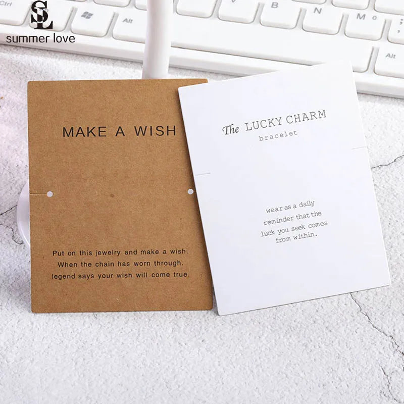 100Pcs/Lot Bracelets Necklaces Display Cards for Jewelry Boxed and Packaging Cardboard Hang Tag Card Friendship Cards 7x9cm