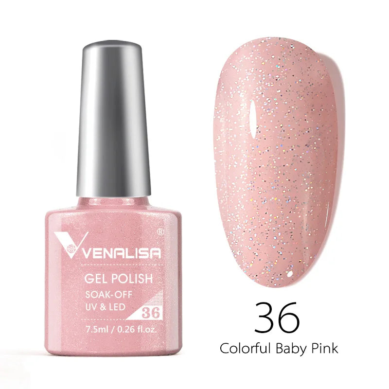 Nail Gel Polish Semi Permanent Gellack Nail Art Salon 120 Color Glitter 7.5ml