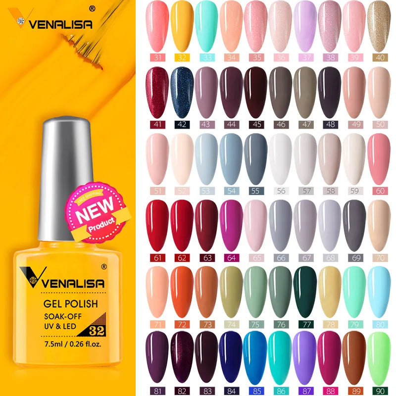 Nail Gel Polish Semi Permanent Gellack Nail Art Salon 120 Color Glitter 7.5ml
