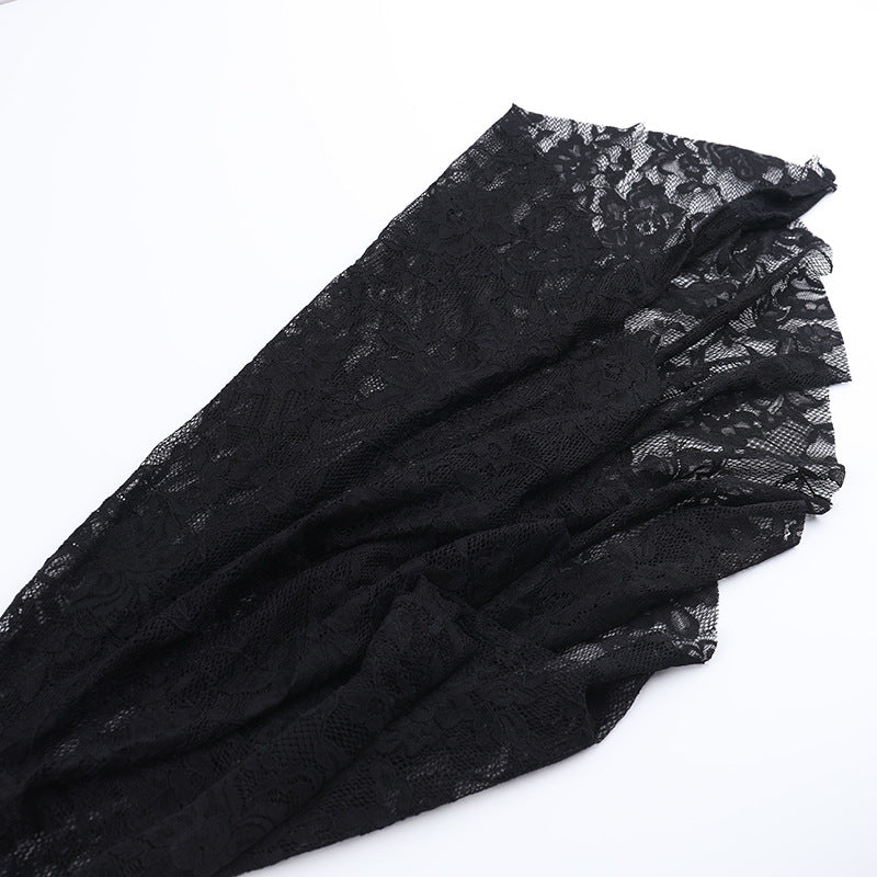 Halloween Costume Women Batwing Sleeve Floor Dress Black Gothic Evil Terror