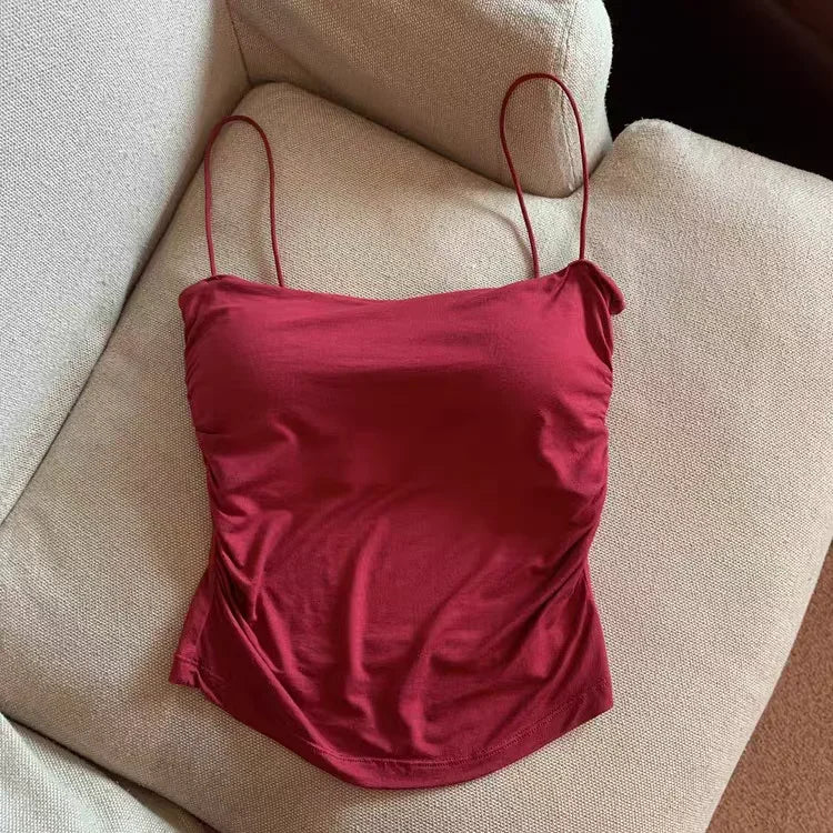 Sexy Sleeveless Tank Tops Women Casual Vest Crop Camisole Seamless Sports Underwear with Chest Pads Summer Female Bra Lingerie