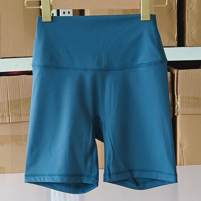 Solid Color Women Fitness Sports Short High Waist Yoga Short  Cycling Comprehensive Training Jog Squat Proof Internal Pockets