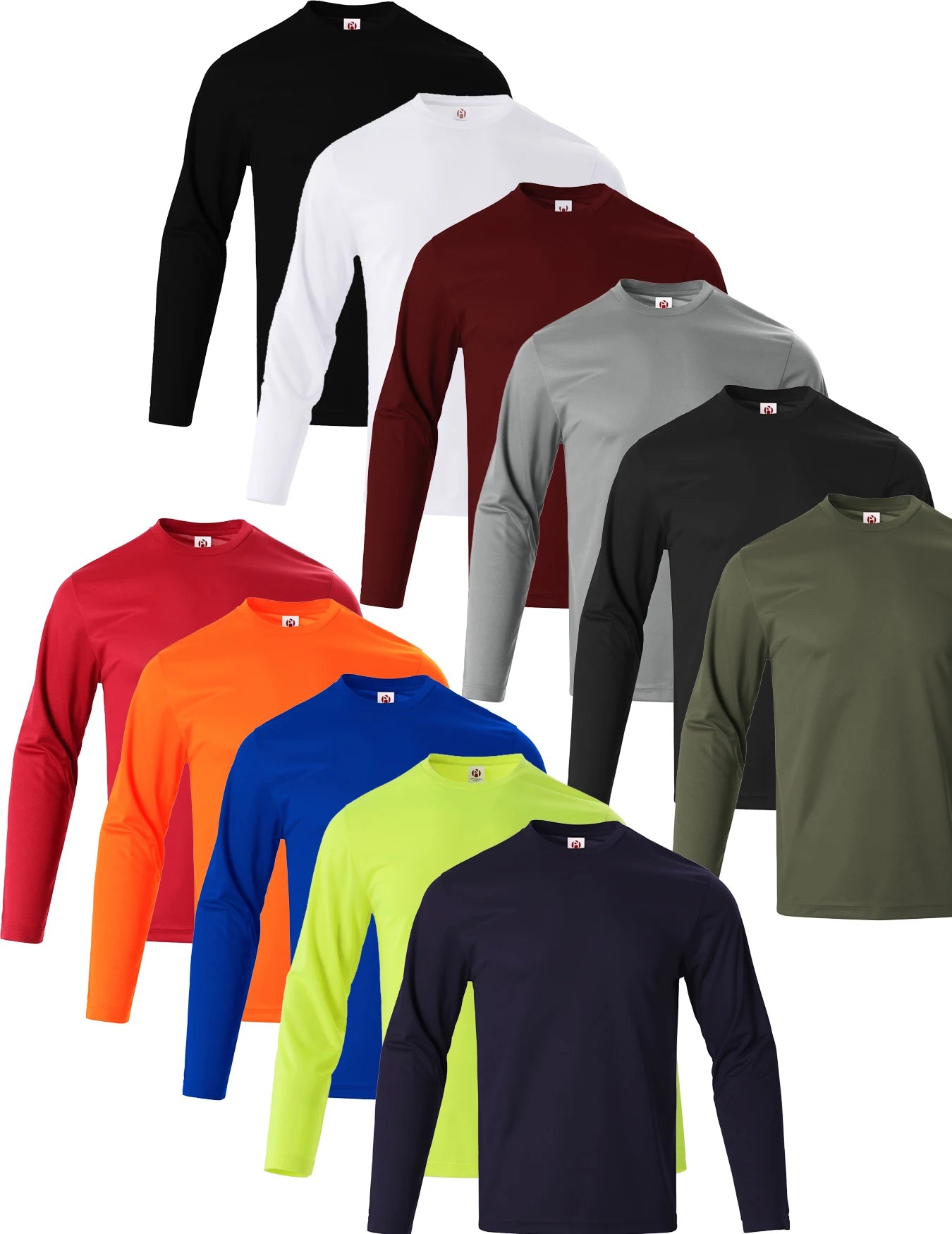 11 Colors Randomly Selected 6-Piece Men's Quick Drying Long-Sleeved T-Shirt Moisture Wicking Casual and Breathable