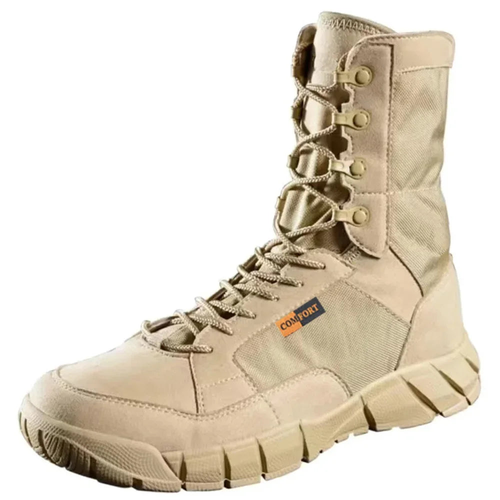 Man Lightweight Tactical Boots Combat Anti-Collision Training Lace Up Waterproof Outdoor Hiking Breathable Shoe