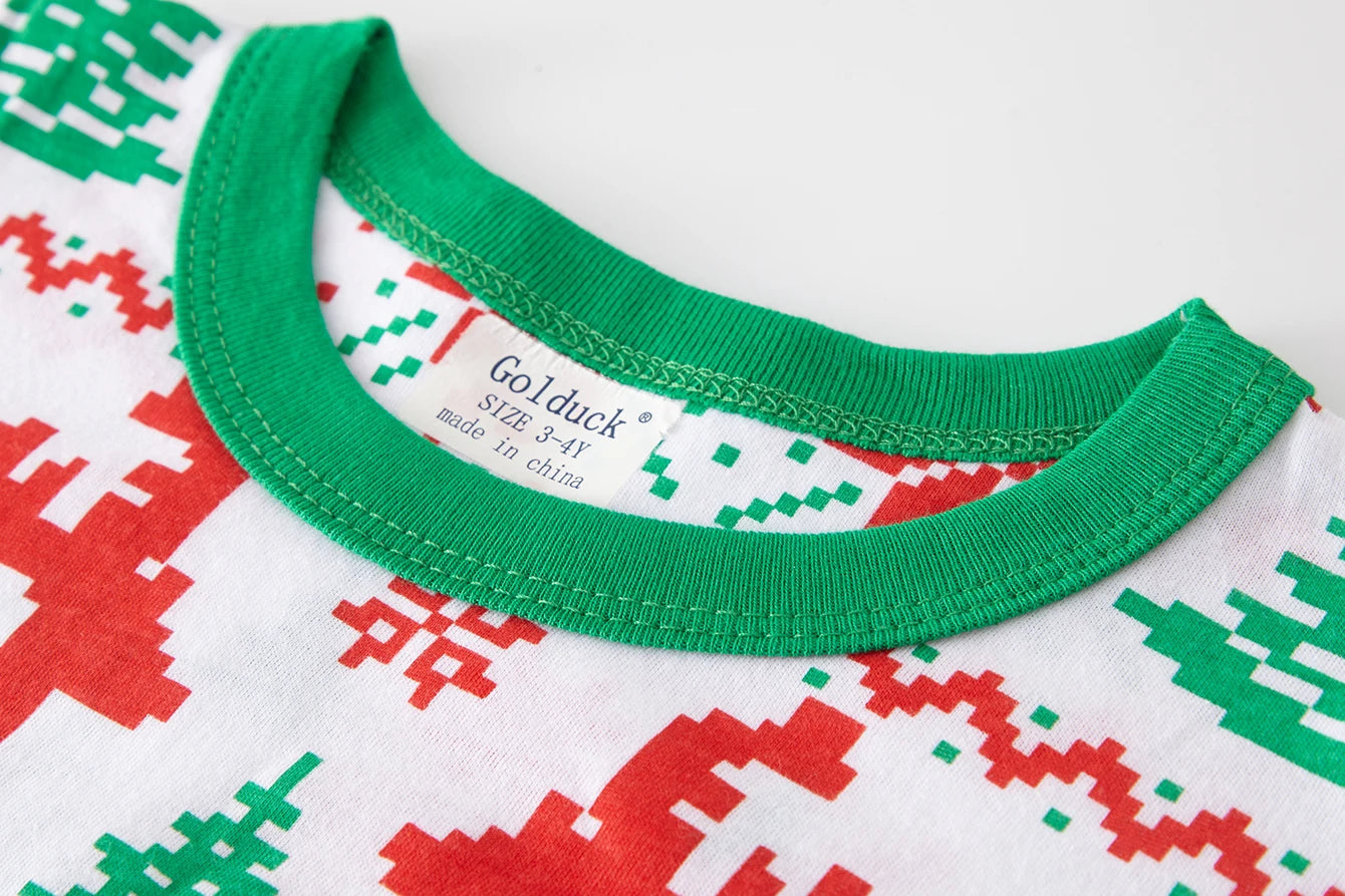 Pajamas Set Reindeer Snowflake Print 100% Cotton