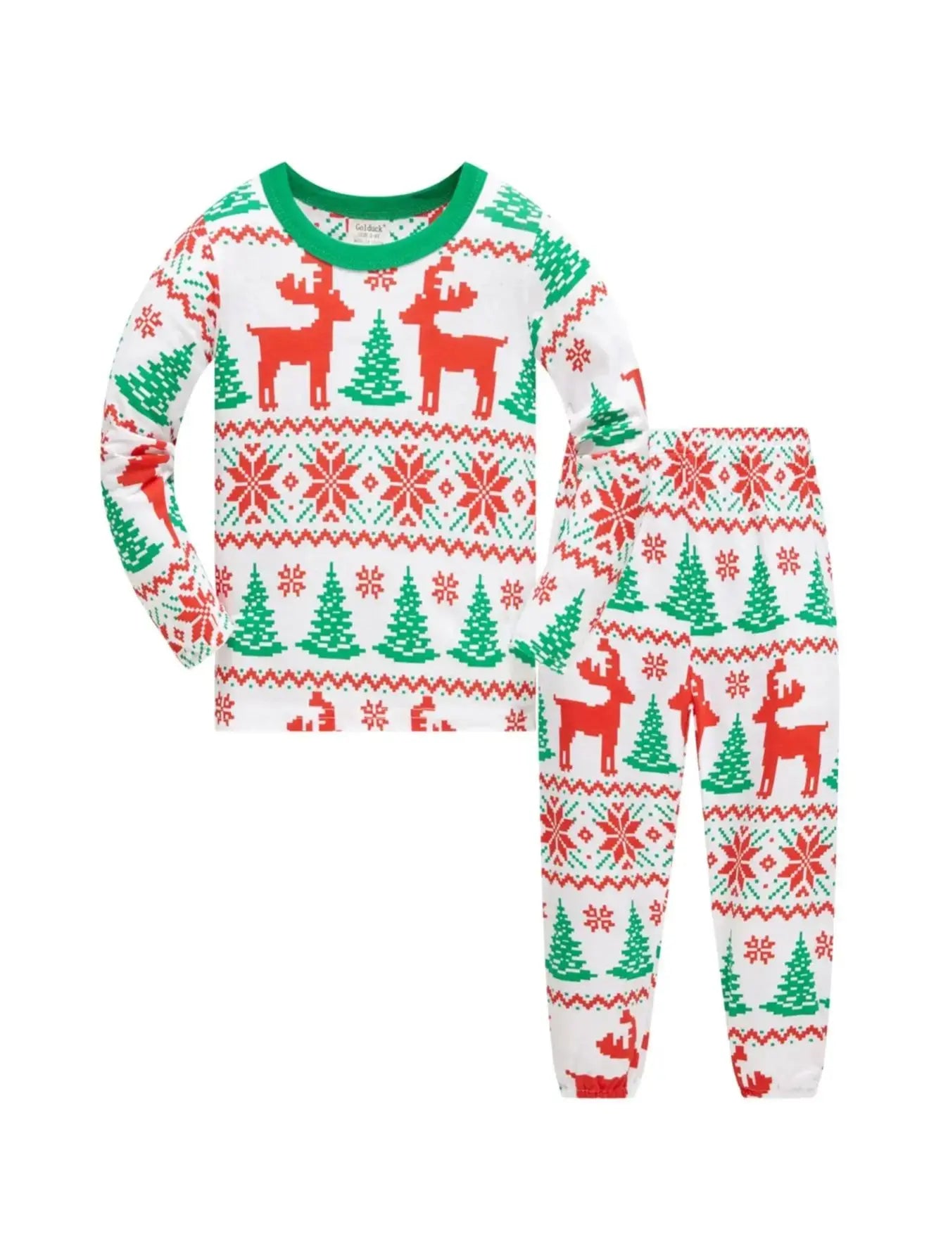 Pajamas Set Reindeer Snowflake Print 100% Cotton