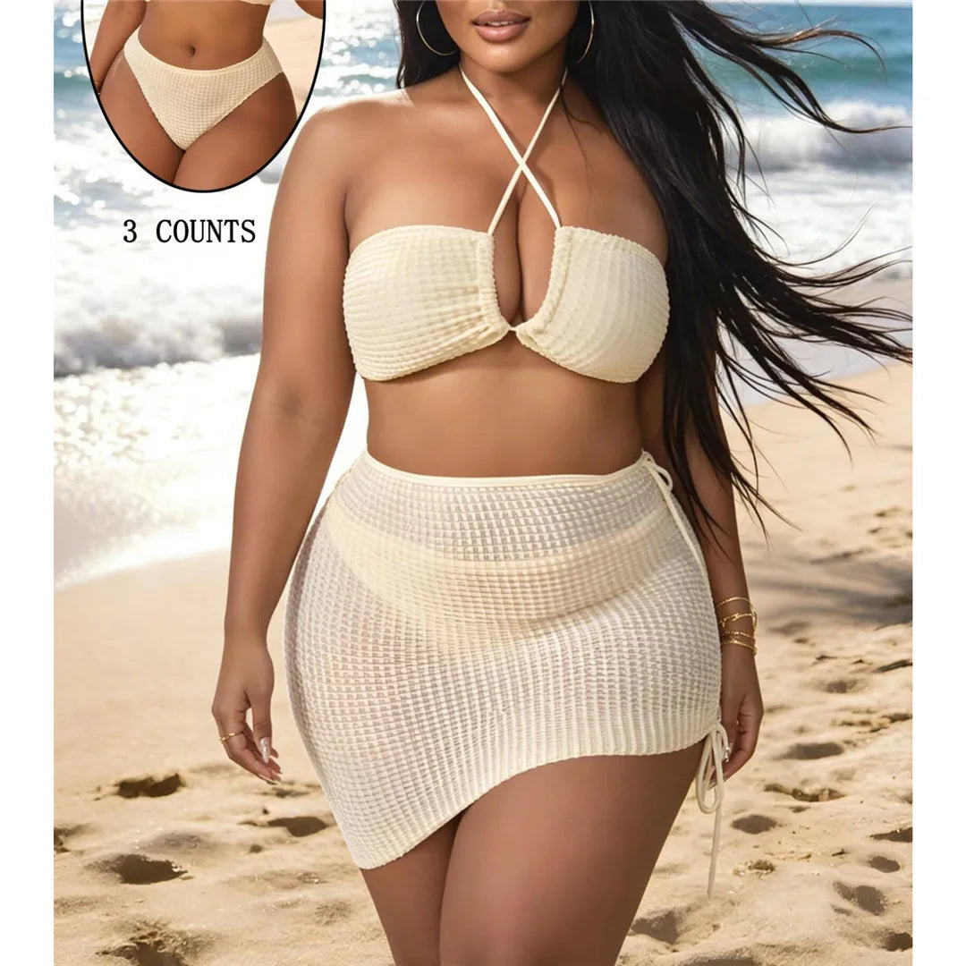 0XL - 4XL 3PCS Bikini Plus Size Swimwear